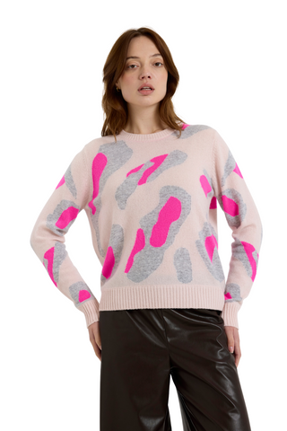 Abstract Leopard Sweater, Quartz Pink/Super Grey