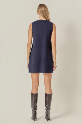 Stitch Mini Dress, Navy/White