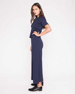 Ponte Wide Leg Crop Pant, Navy
