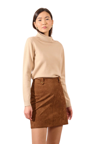 Woven Mini Skirt, Brown