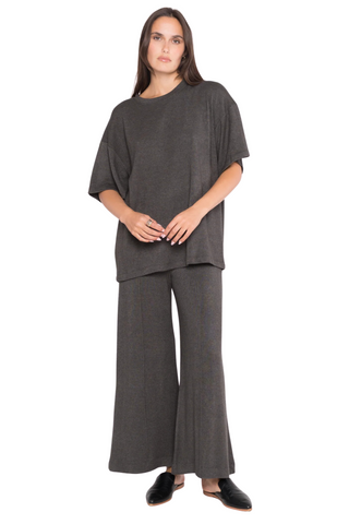 Sweater Knit Wide Leg Pant, Charcoal