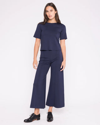 Ponte Wide Leg Crop Pant, Navy