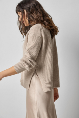 Relaxed Side Vent Cardigan, Wheat