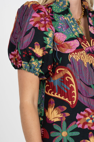 Hampton Mini Dress, Midnight Garden