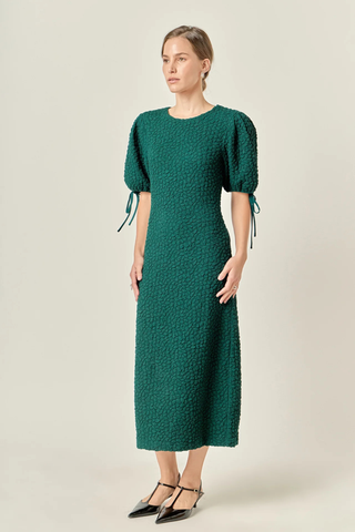 Smocked Midi Dress, Green