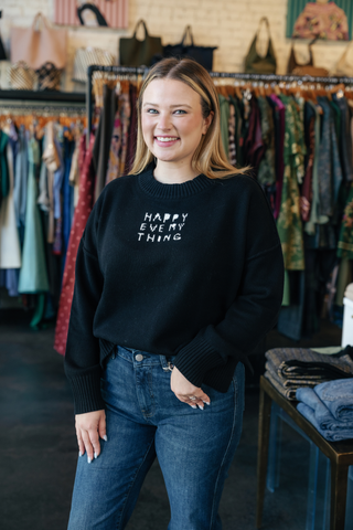 Boyfriend Happy Everything Sweater, Black