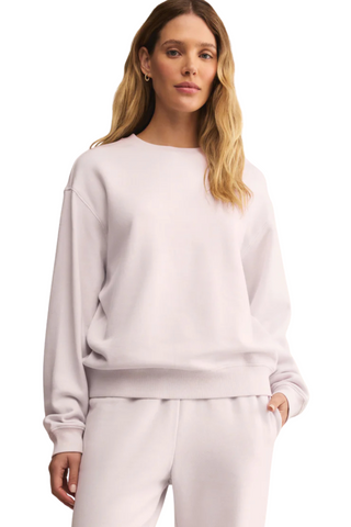 Boyfriend Cotton Sweatshirt, Lavender Ice