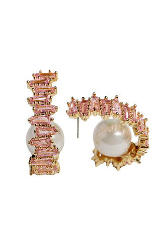 Statement Hoop Earrings, Pink Rhinestone