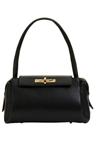 Charlotte Med Handbag, Black/Brushed Gold