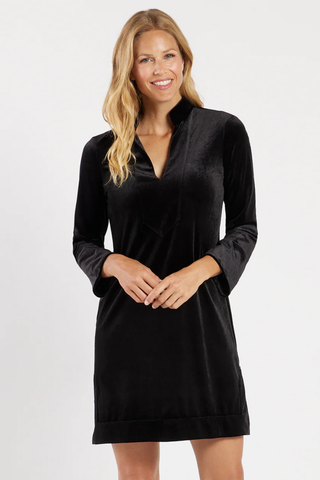 Kate Velvet Mini Dress, Black