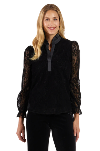 Teri Lace Blouse, Black Scallop