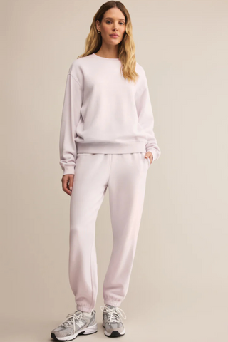 Boyfriend Cotton Sweatshirt, Lavender Ice