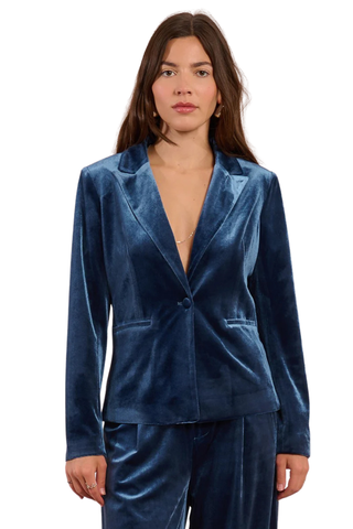 Velvet Blazer, Denim Blue