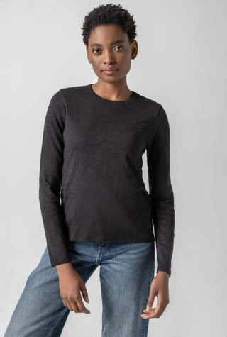 Long Sleeve Crewneck Tee, Black