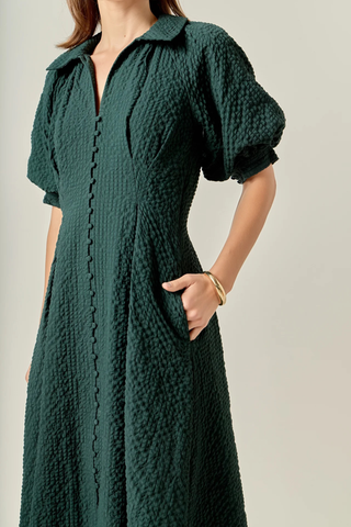 Shirt Midi Dress, Dark Green