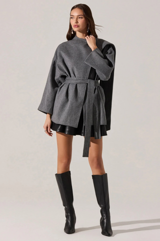 Elaxi Short Coat, Charcoal
