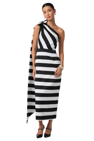 Romance Dress, Black/White Stripe