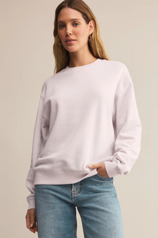 Boyfriend Cotton Sweatshirt, Lavender Ice