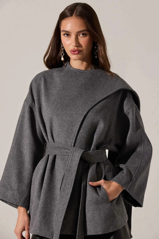 Elaxi Short Coat, Charcoal