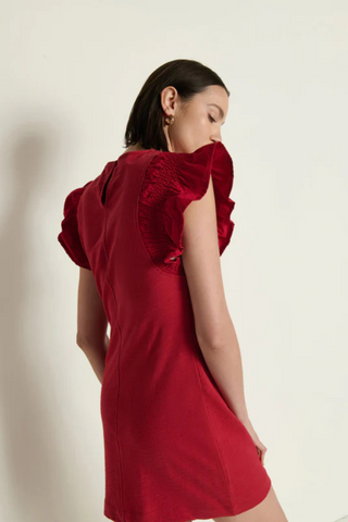 Ellis Ruffle Sleeve Dress, Rio Red