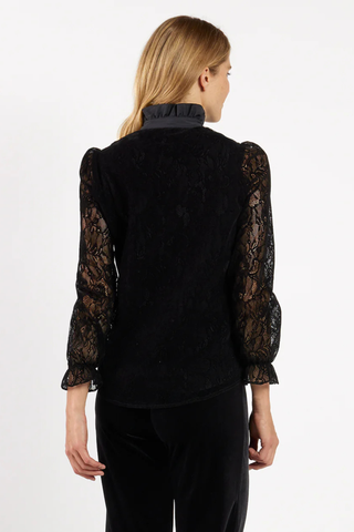 Teri Lace Blouse, Black Scallop