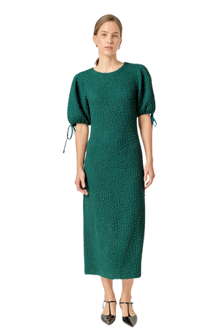 Smocked Midi Dress, Green