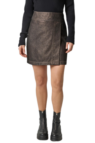 Metallic Mini Skirt, Copper Denim