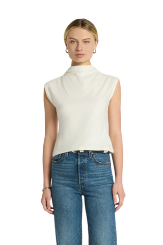 Lulu Mock Neck Top, Porcelain