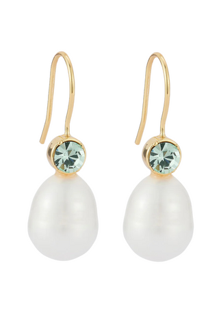 Ellie Pearl Drop Earrings, Mint
