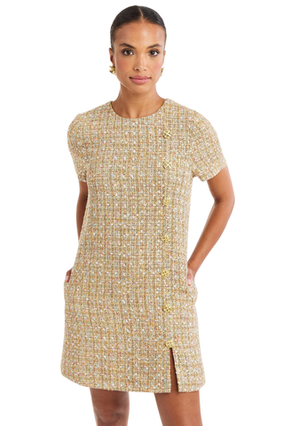 Isolde Mini Dress, Gold Multi