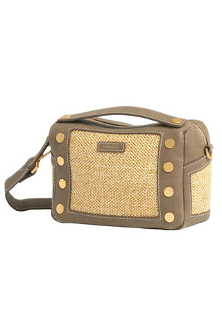 Evan Crossbody Sml, Pewter Raffia