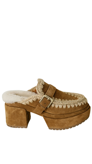Platform Buckle Clog, Cognac