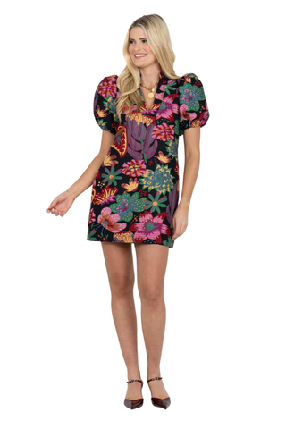 Hampton Mini Dress, Midnight Garden