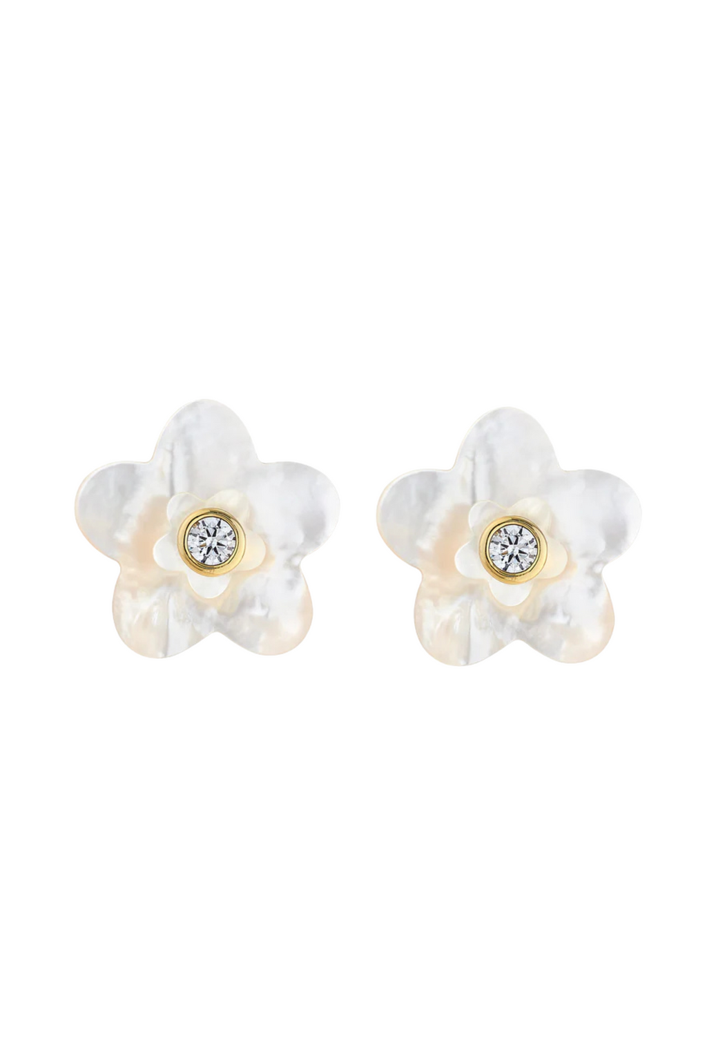 Pave Azalea Stacked Stud in MOP