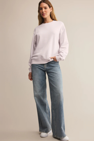 Boyfriend Cotton Sweatshirt, Lavender Ice