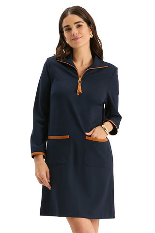 Helena Ponte Dress, Mid Navy