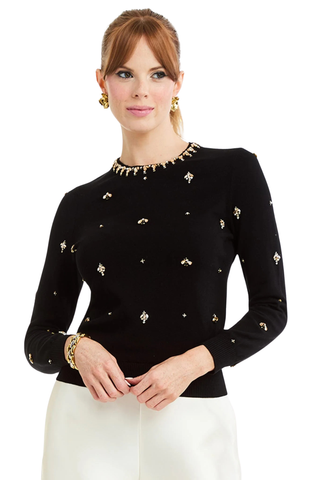 Phoebe Sweater, Beaded Black