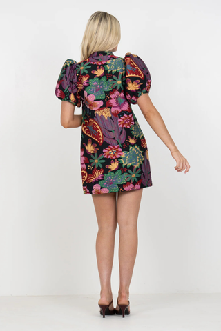 Hampton Mini Dress, Midnight Garden