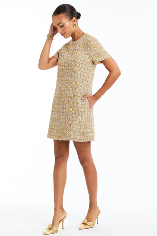 Isolde Mini Dress, Gold Multi