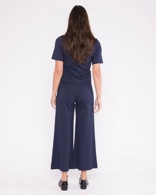 Ponte Wide Leg Crop Pant, Navy