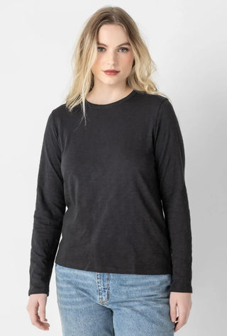 Long Sleeve Crewneck Tee, Black