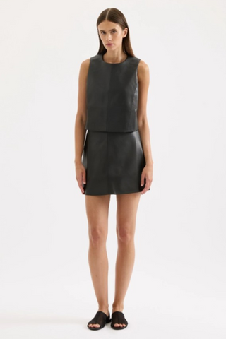 Beaumont Leather Skirt, Black