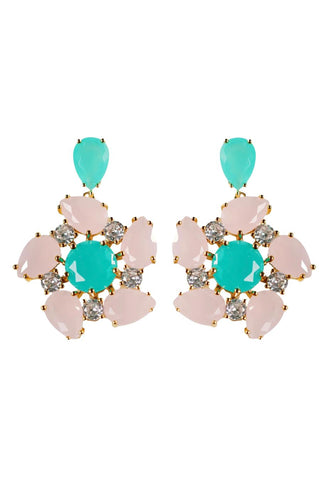 Pinwheel Statement Earrings, Pink & Turquoise