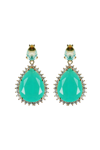 Diamond Drop Statement Earrings, Turquoise