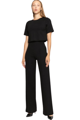 Ponte Wide Leg Pant, Black