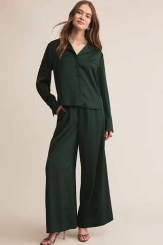 Isolde Satin Pant, Garland Green