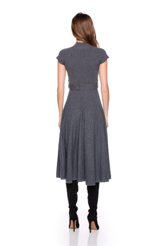 Mock Neck Sweater Dress, Melange Grey