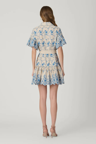 Lima Dress, Flax/Powder Blue