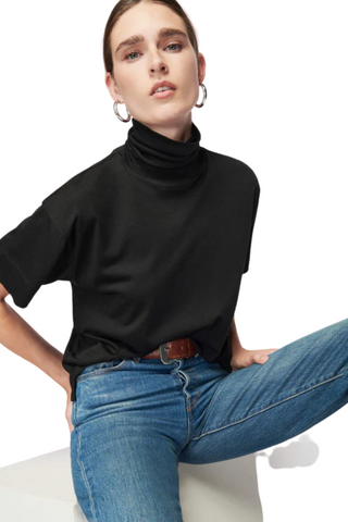 Fable Turtleneck Tee, Jet Black