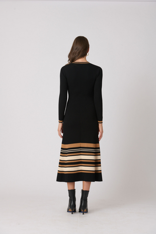Landon Dress, Jet/Beige/Camel